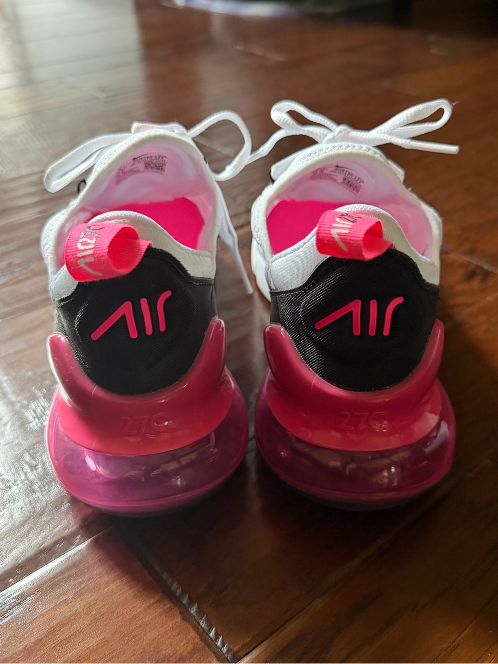 Nike White and Hot Pink Air Max 270 Style Sneakers - Picture 4 of 5
